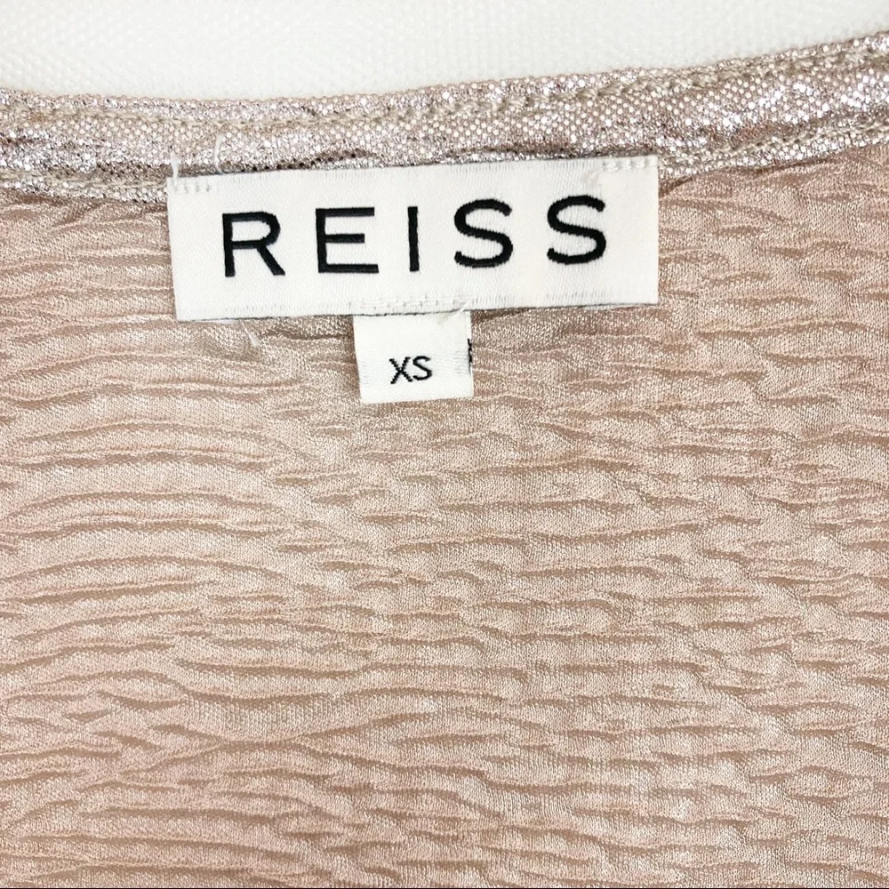 REISS Ona Metallic V-neck Sleeveless Top Size XS